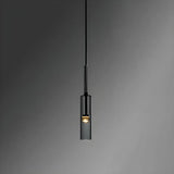 Bedroom Grey Mirrored Glass Cylinder Pendant Light Image - 2