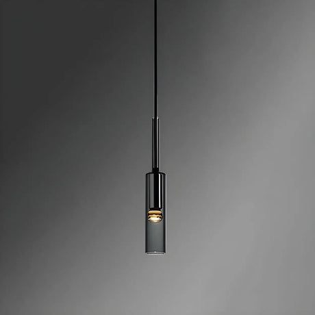Bedroom Grey Mirrored Glass Cylinder Pendant Light Image - 2