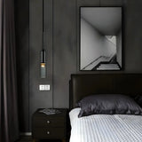Bedroom Grey Mirrored Glass Cylinder Pendant Light Image - 3