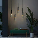 Bedroom Grey Mirrored Glass Cylinder Pendant Light Image - 4