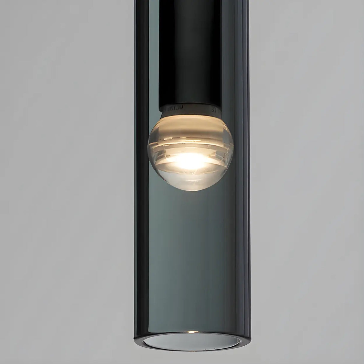 Bedroom Grey Mirrored Glass Cylinder Pendant Light Image - 7