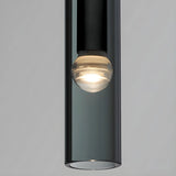 Bedroom Grey Mirrored Glass Cylinder Pendant Light Image - 7