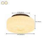 Bedroom Mini Cream Glass Drum Semi-Flush Mount Light #size