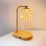 Bedroom Minimalist Moon Shade Wooden Base Table Lamp Image - 9