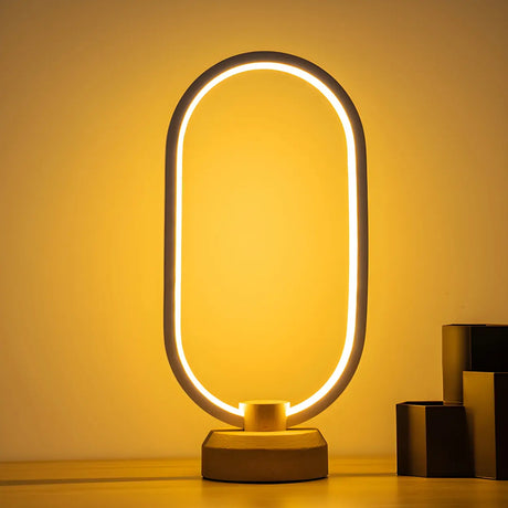 Bedroom Minimalist White Oval LED Decor Table Lamp Image - 2