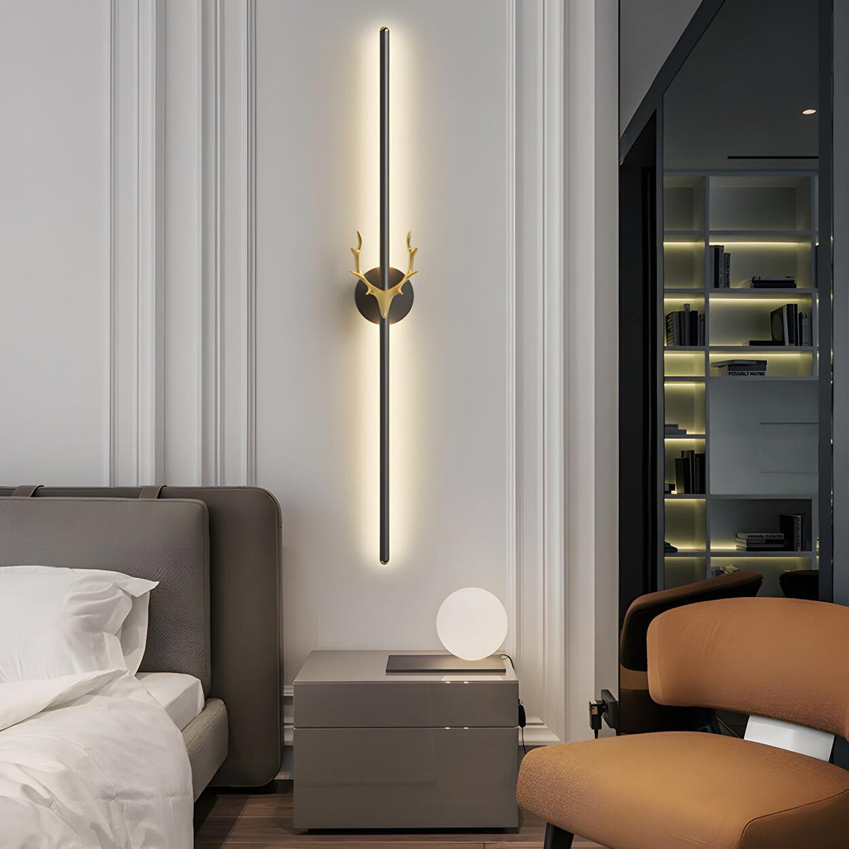 Modern Gold Antler Vertical Wall Sconce