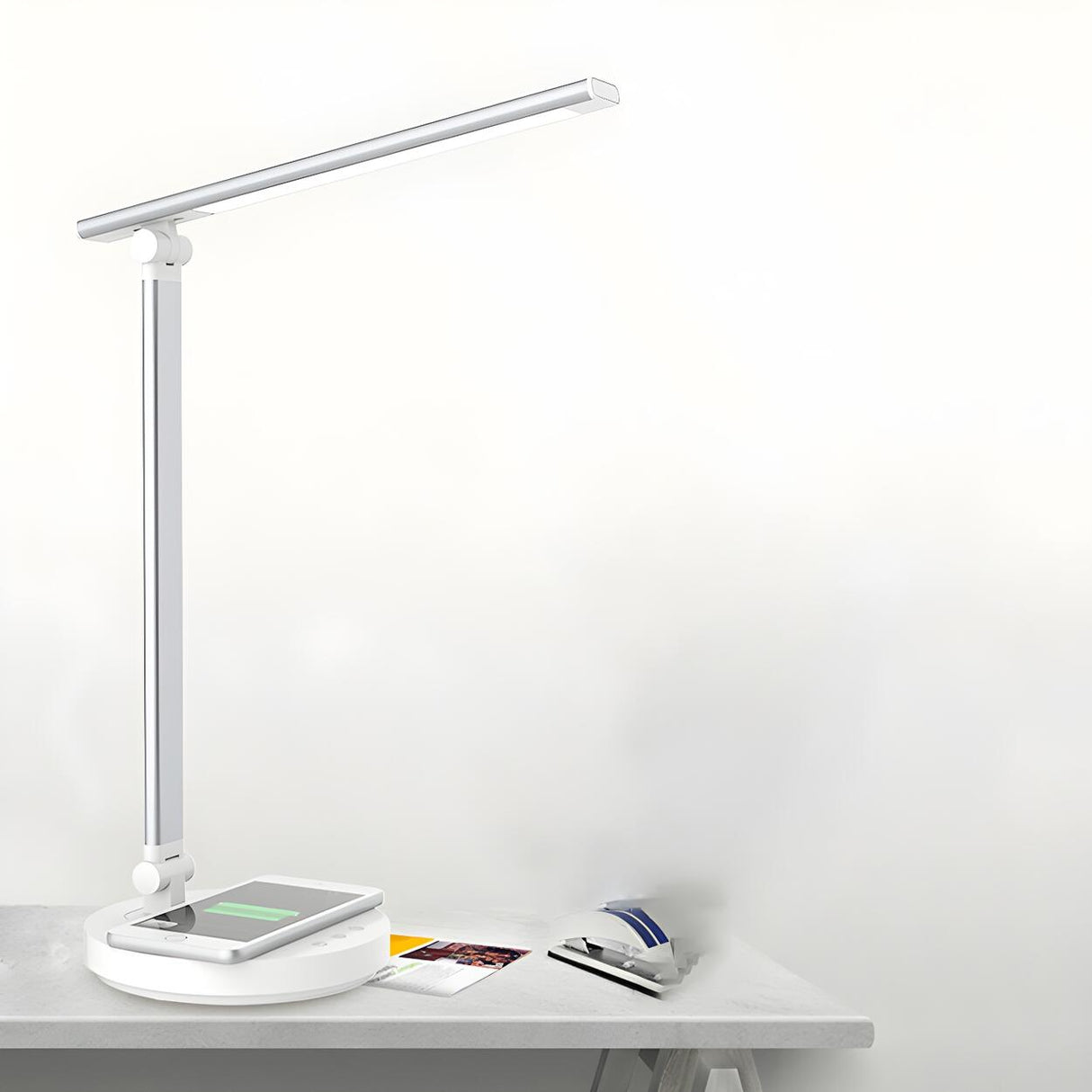 Bedroom Modern White Metal Table Lamp with Touch Switch Image - 17