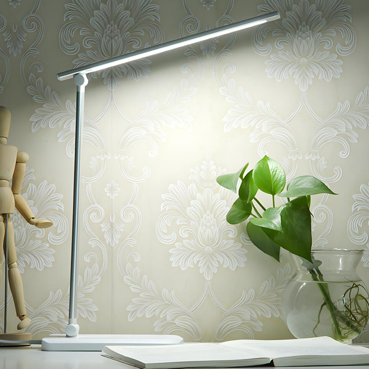 Bedroom Modern White Metal Table Lamp with Touch Switch Image - 4