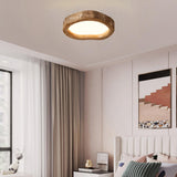 Bedroom Natural Brown Irregular Round Flush Mount Light Image - 7