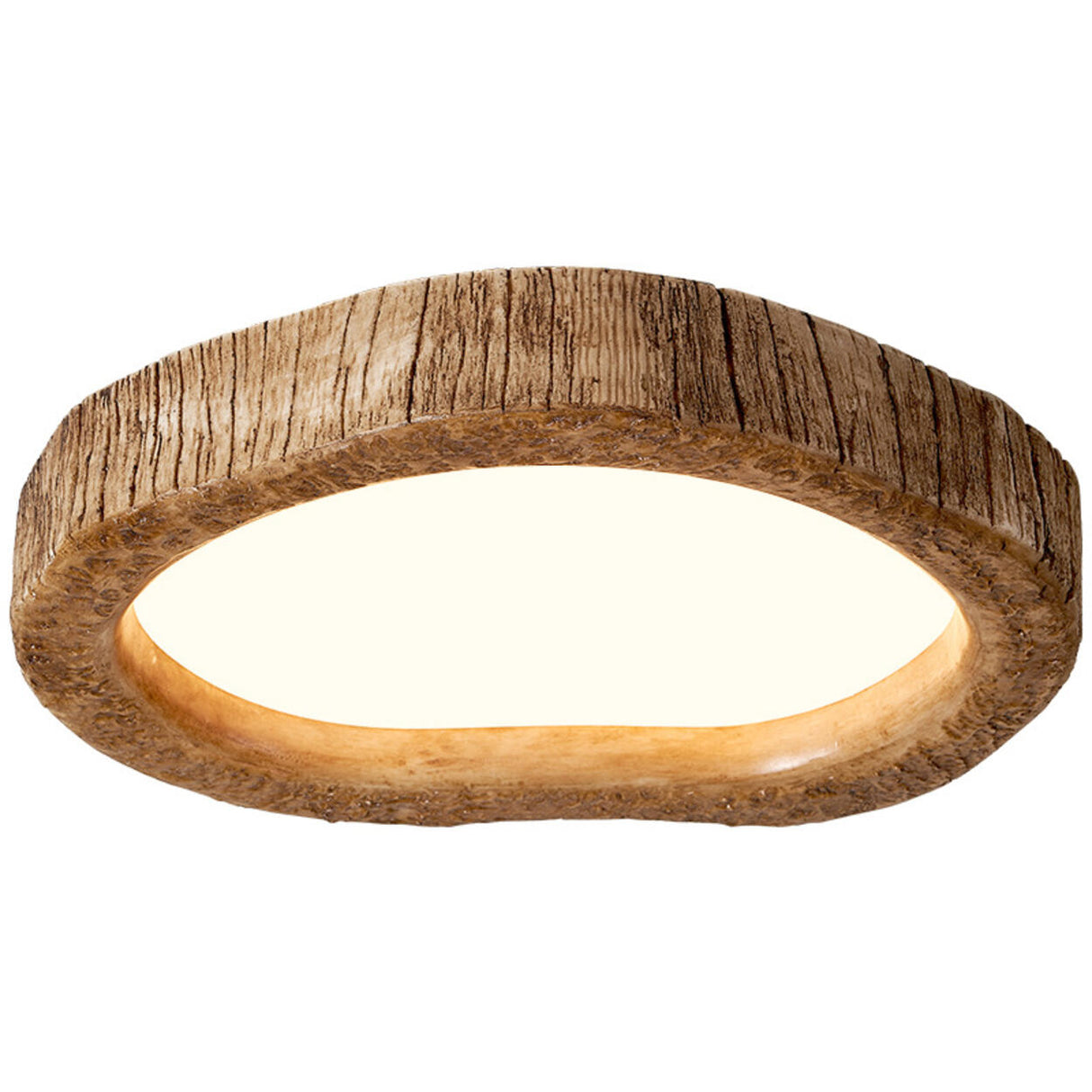 Bedroom Natural Brown Irregular Round Flush Mount Light Image - 8