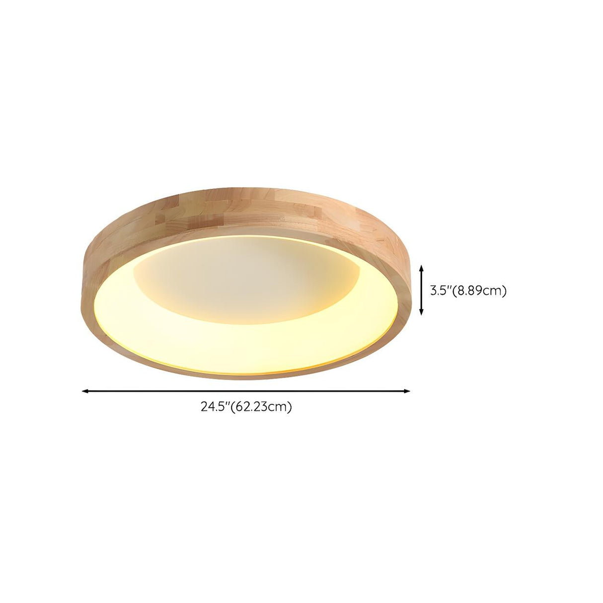 Bedroom Natural Wooden Round Flush Mount Ceiling Light Image - 12