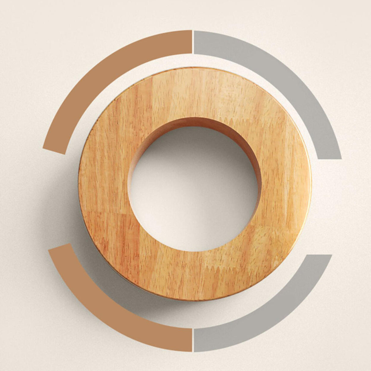 Bedroom Natural Wooden Round Flush Mount Ceiling Light Image - 4