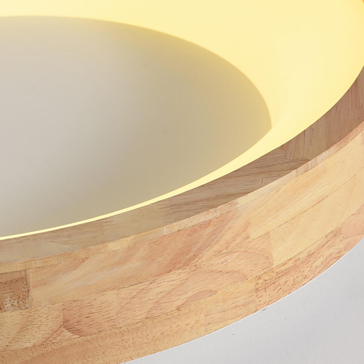 Bedroom Natural Wooden Round Flush Mount Ceiling Light Image - 8