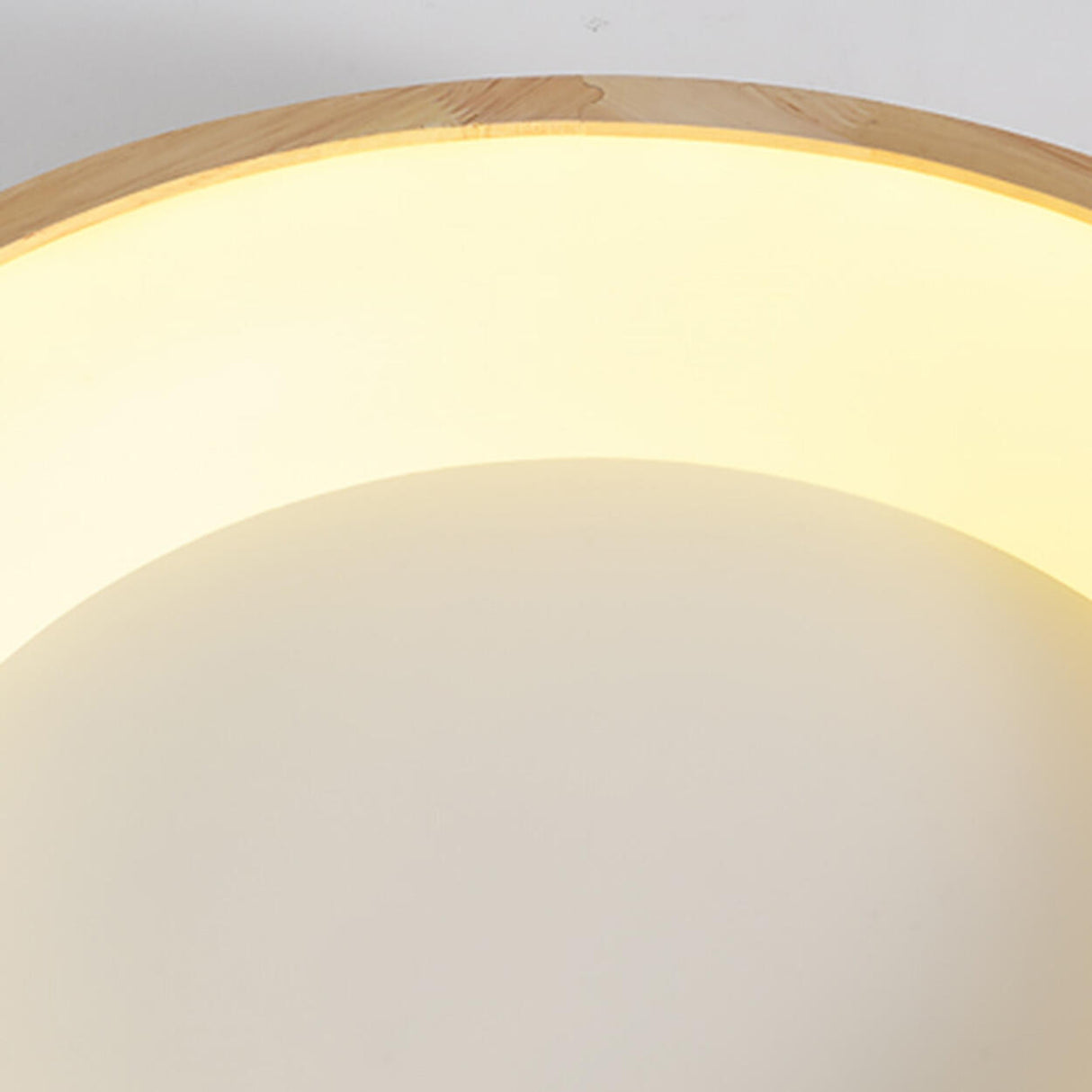 Bedroom Natural Wooden Round Flush Mount Ceiling Light Image - 9