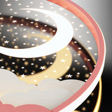 Bedroom Pink Starry Sky Moon Round LED Flush Mount Lamp Image - 10