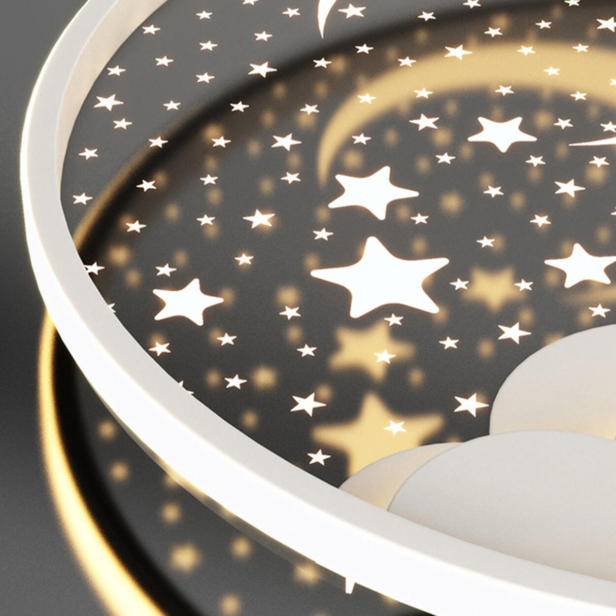 Bedroom Pink Starry Sky Moon Round LED Flush Mount Lamp Image - 11