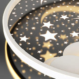 Bedroom Pink Starry Sky Moon Round LED Flush Mount Lamp Image - 11