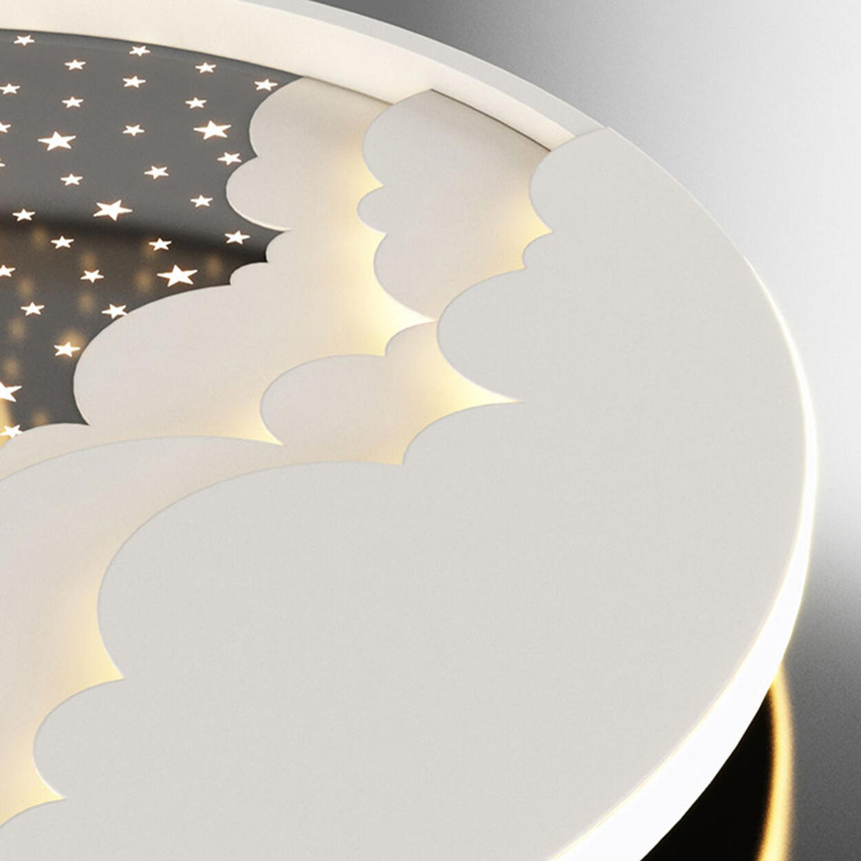 Bedroom Pink Starry Sky Moon Round LED Flush Mount Lamp Image - 12