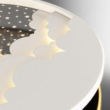 Bedroom Pink Starry Sky Moon Round LED Flush Mount Lamp Image - 12