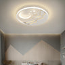 Bedroom Pink Starry Sky Moon Round LED Flush Mount Lamp Image - 2