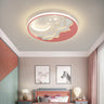 Bedroom Pink Starry Sky Moon Round LED Flush Mount Lamp Image - 3