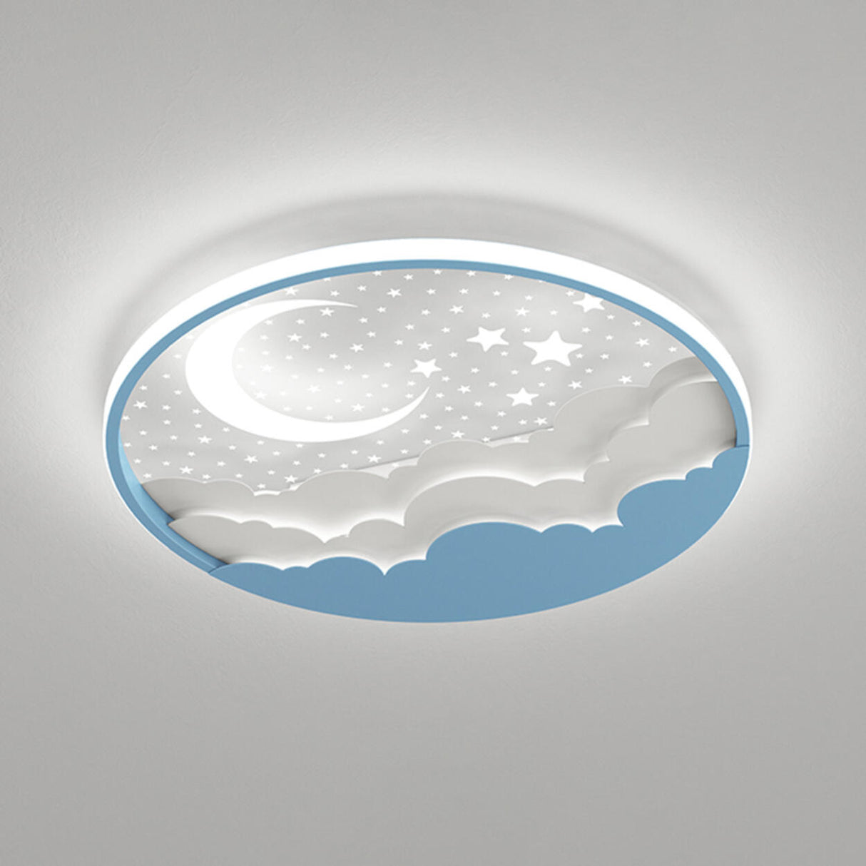 Bedroom Pink Starry Sky Moon Round LED Flush Mount Lamp Image - 8