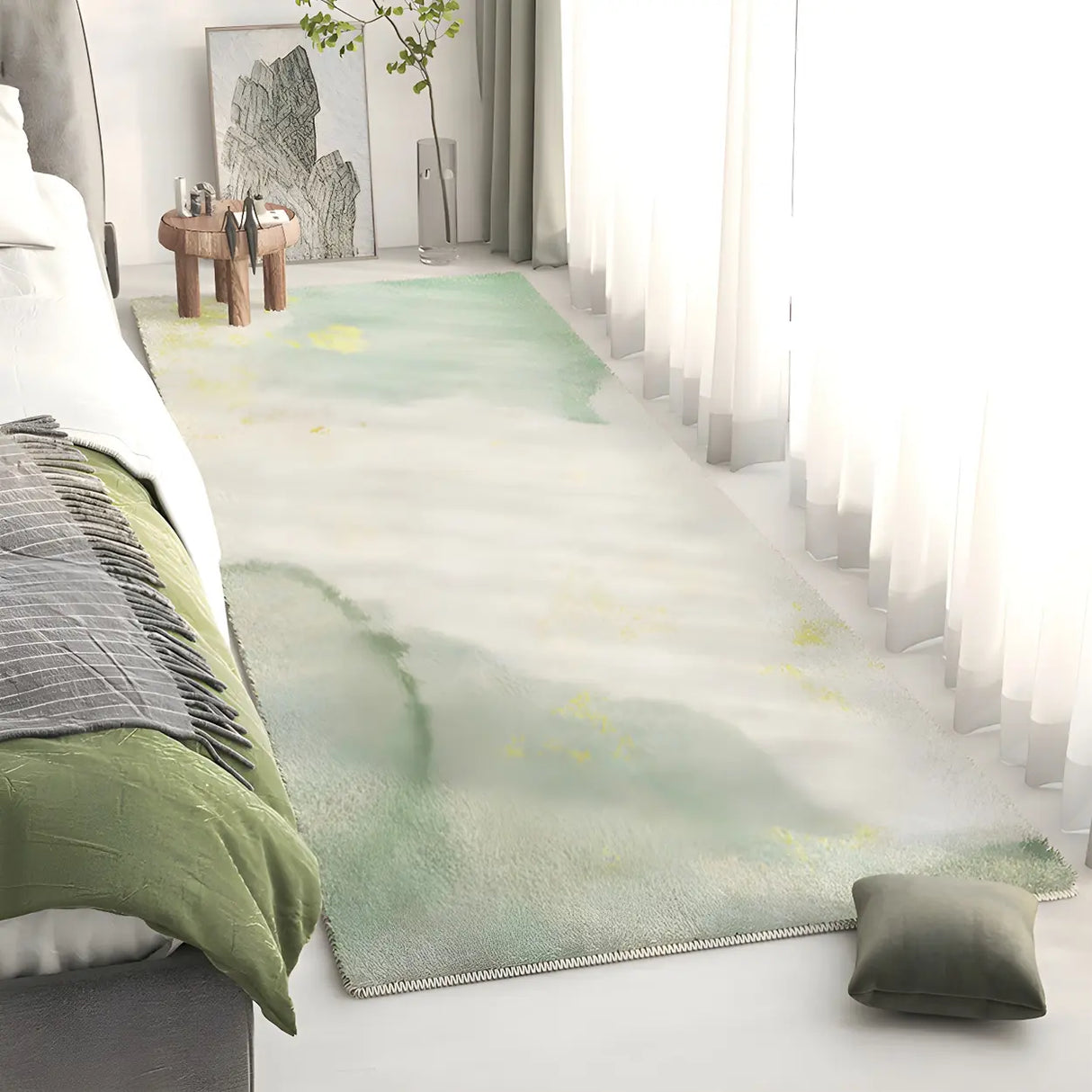 Bedroom Rectangle Lambswool Stain-Resistant Area Rug Image - 9