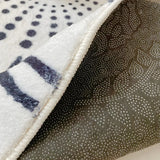Bedroom Round Abstract Polyester White Area Rug Image - 11