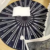 Bedroom Round Abstract Polyester White Area Rug Image - 17