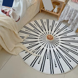 Bedroom Round Abstract Polyester White Area Rug Image - 1