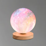 Bedroom Simple Moon Shape LED Wooden Base Table Lamp Image - 2