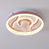 Bedroom Simple Round Modern 7 Blades Ceiling Fan Light Image - 10