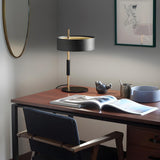 Bedroom Stylish Black Cylinder Metal Shade Table Lamp Image - 2