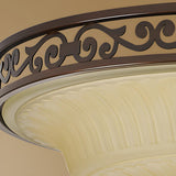 Bedroom Vintage Brown Bowl-Shaped Flush Mount Light Image - 11