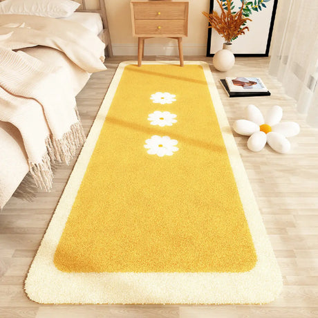 Bedroom Wave Pattern Rectangular Fabric Orange Area Rug Image - 2