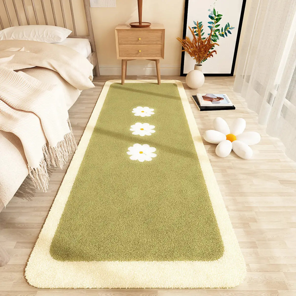 Bedroom Wave Pattern Rectangular Fabric Orange Area Rug Image - 7