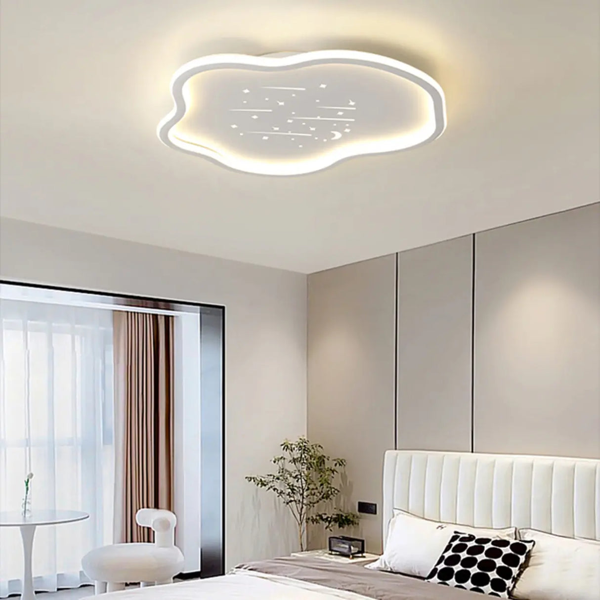 Bedroom White Cloud Starry Silica Gel Flush Mount Light Image - 11