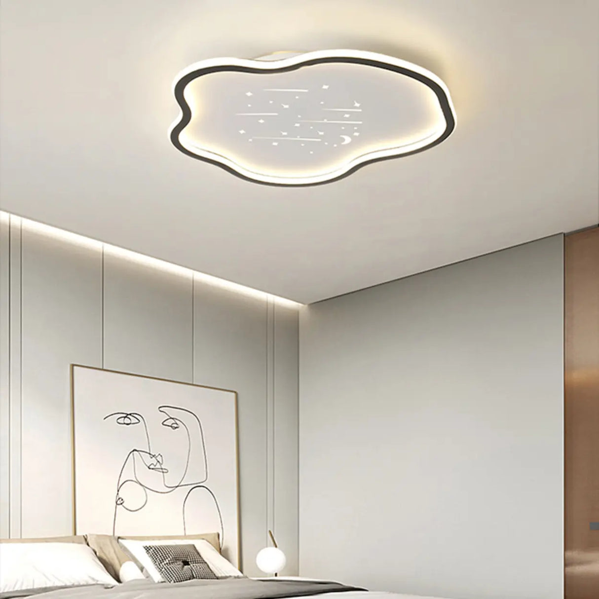 Bedroom White Cloud Starry Silica Gel Flush Mount Light Image - 12