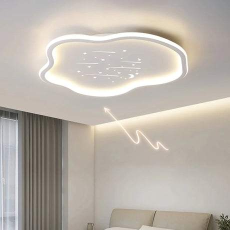 Bedroom White Cloud Starry Silica Gel Flush Mount Light Image - 2