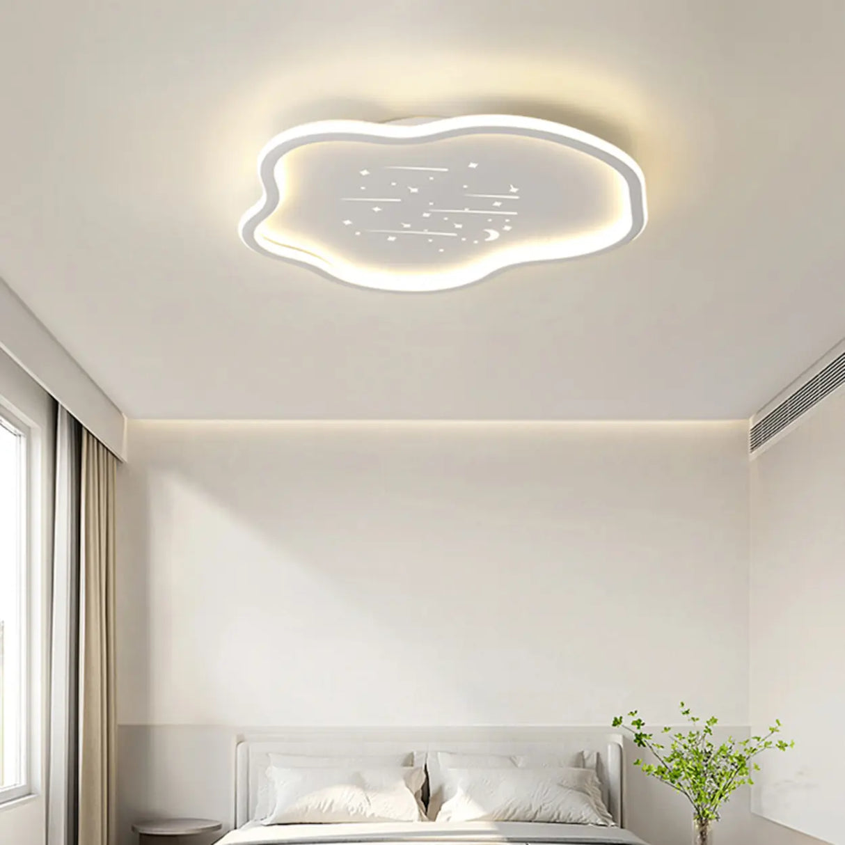 Bedroom White Cloud Starry Silica Gel Flush Mount Light Image - 4