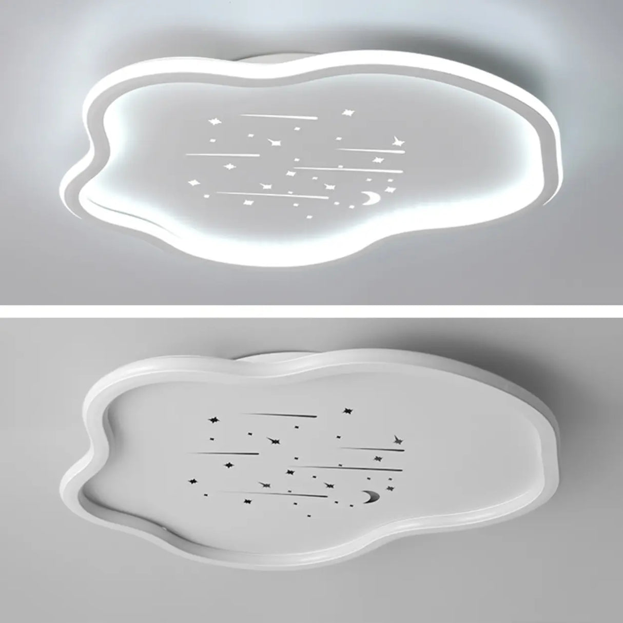 Bedroom White Cloud Starry Silica Gel Flush Mount Light Image - 8