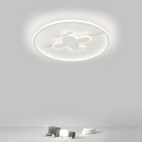 Bedroom White Hot Air Balloon Round Flush Mount Light Image - 2