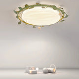Bedroom White Round Leaf LED Flush Mount Ceiling Light Image - 10