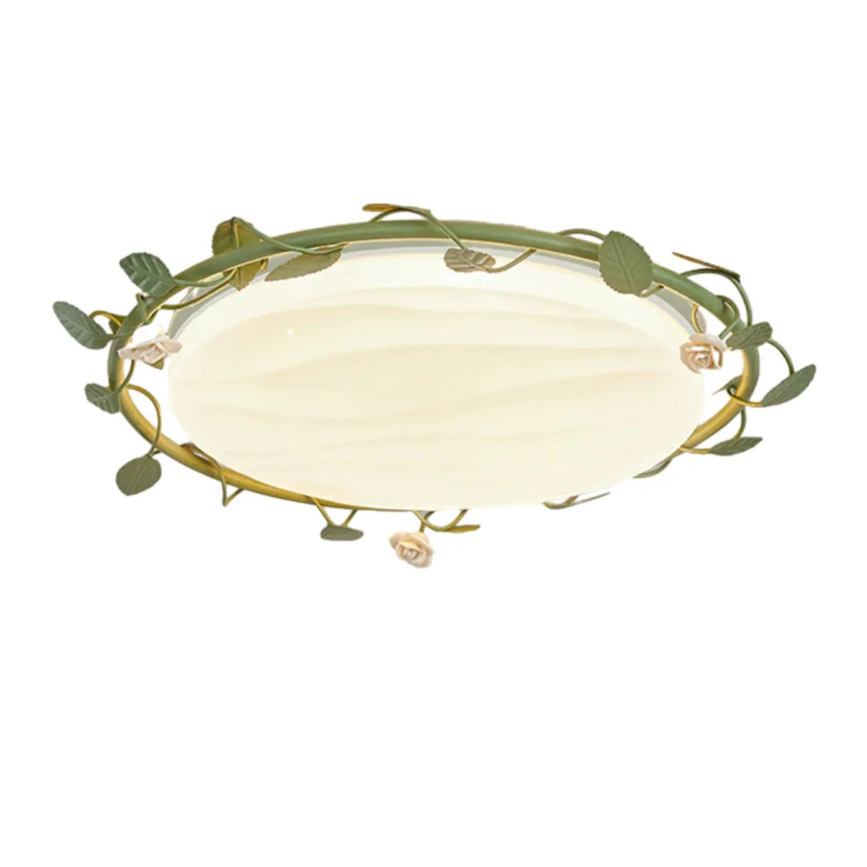 Bedroom White Round Leaf LED Flush Mount Ceiling Light Image - 5