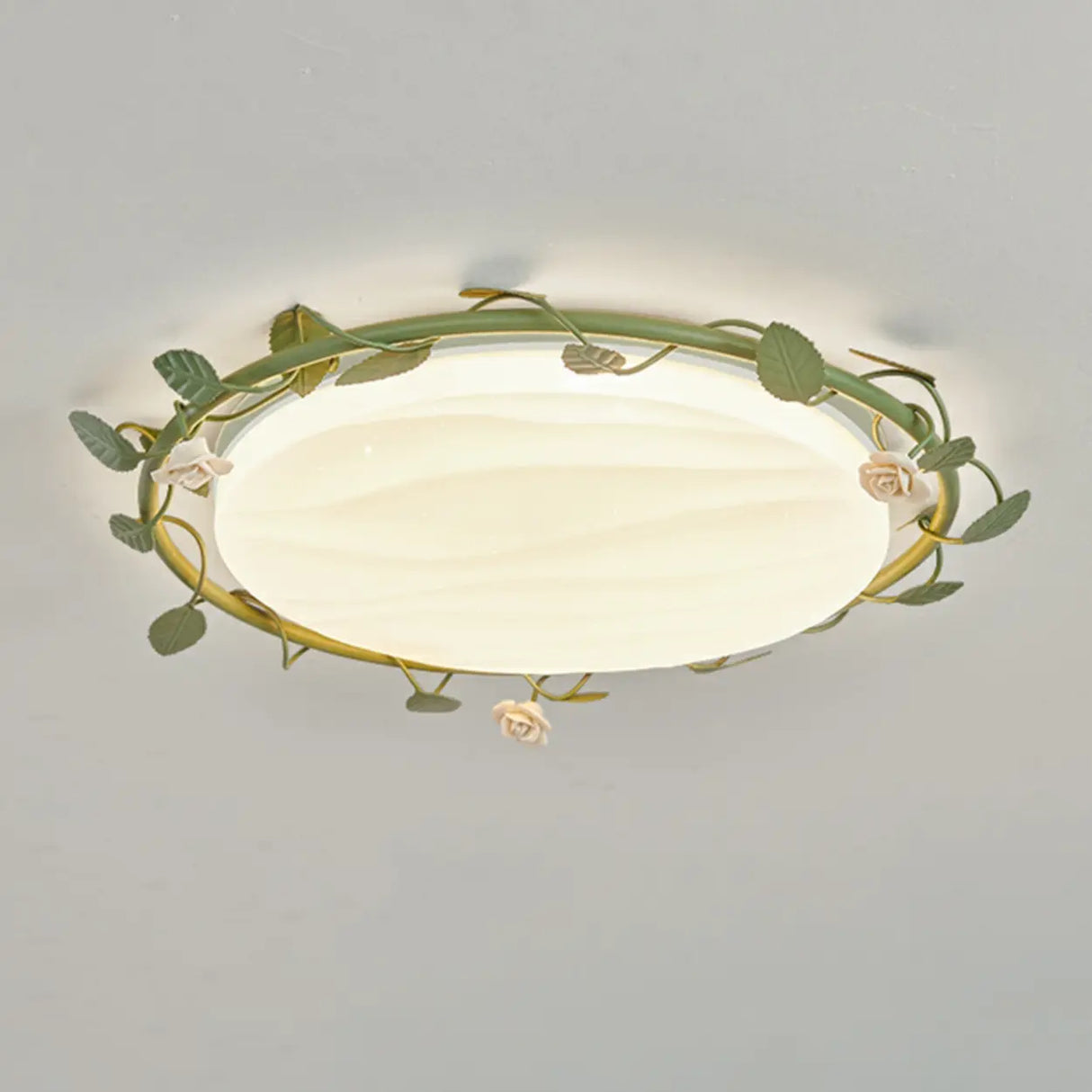 Bedroom White Round Leaf LED Flush Mount Ceiling Light Image - 6