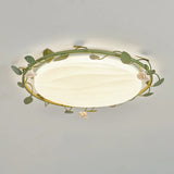 Bedroom White Round Leaf LED Flush Mount Ceiling Light Image - 6