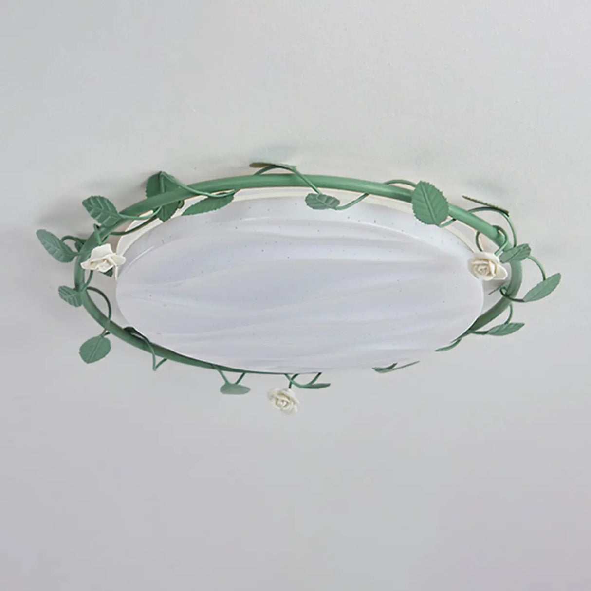 Bedroom White Round Leaf LED Flush Mount Ceiling Light Image - 7