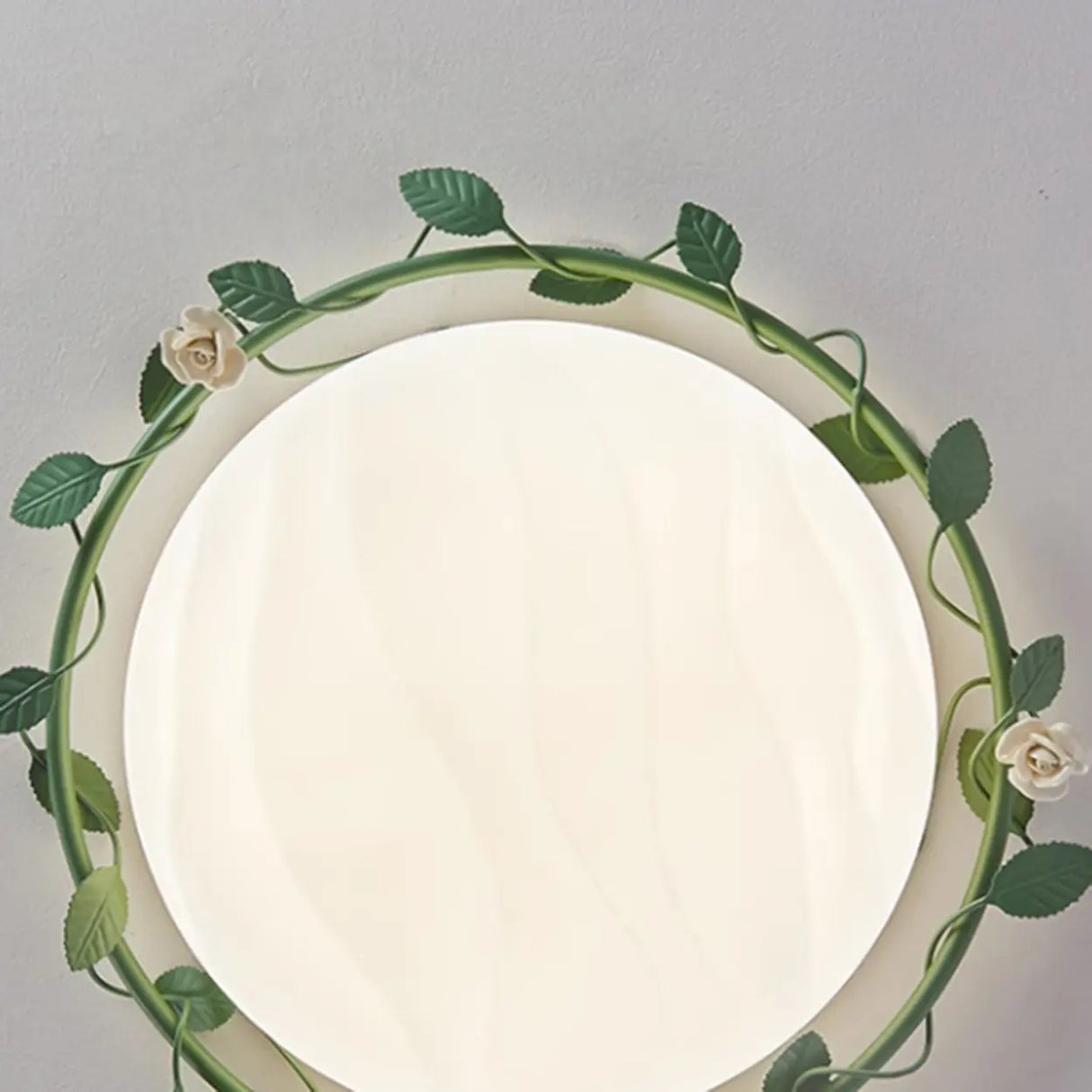 Bedroom White Round Leaf LED Flush Mount Ceiling Light Image - 8