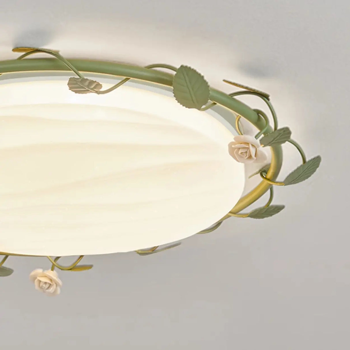 Bedroom White Round Leaf LED Flush Mount Ceiling Light Image - 9