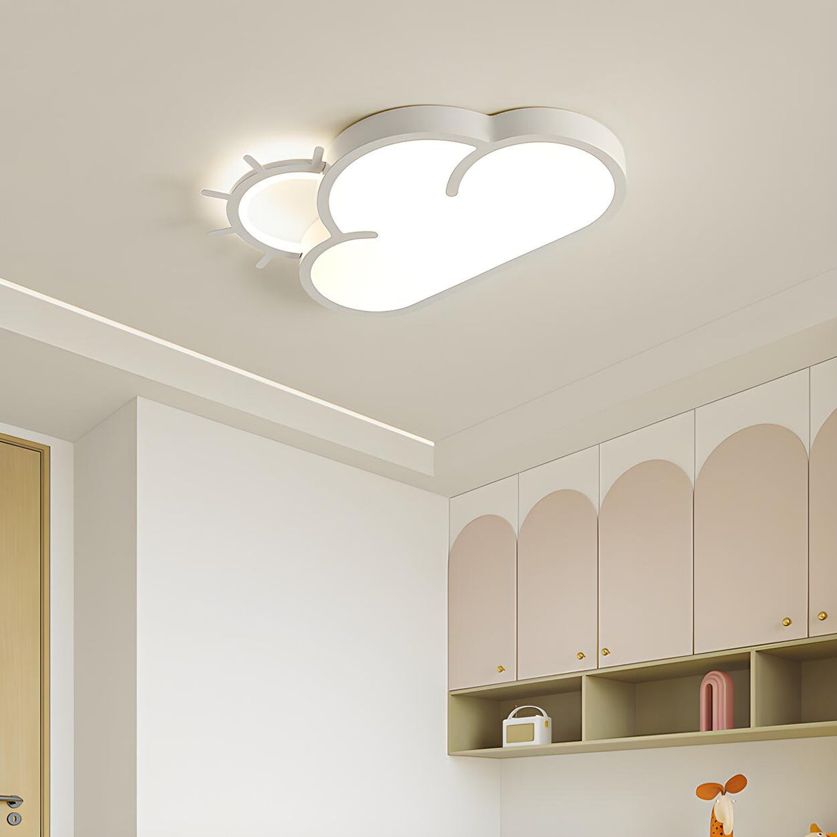 Bedroom White Sun Cloud LED Flush Mount Ceiling Light Image - 14